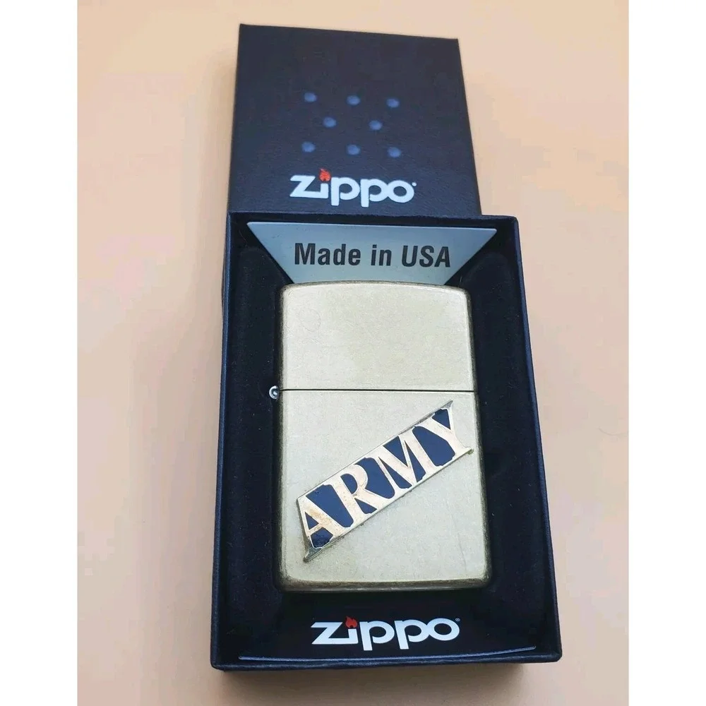 Zippo Lighter With An Army Medallion Street Brass